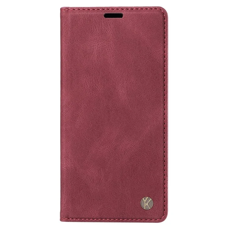 YIKATU YK-004 per Samsung Galaxy M35 5G Custodia Portafoglio Custodia in Pelle - Rosso Vino