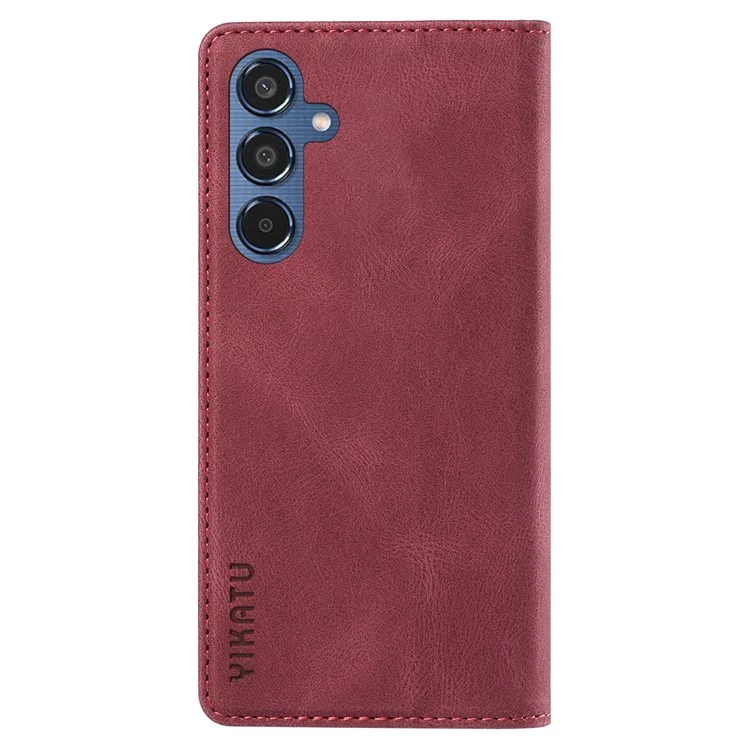 YIKATU YK-004 per Samsung Galaxy M35 5G Custodia Portafoglio Custodia in Pelle - Rosso Vino