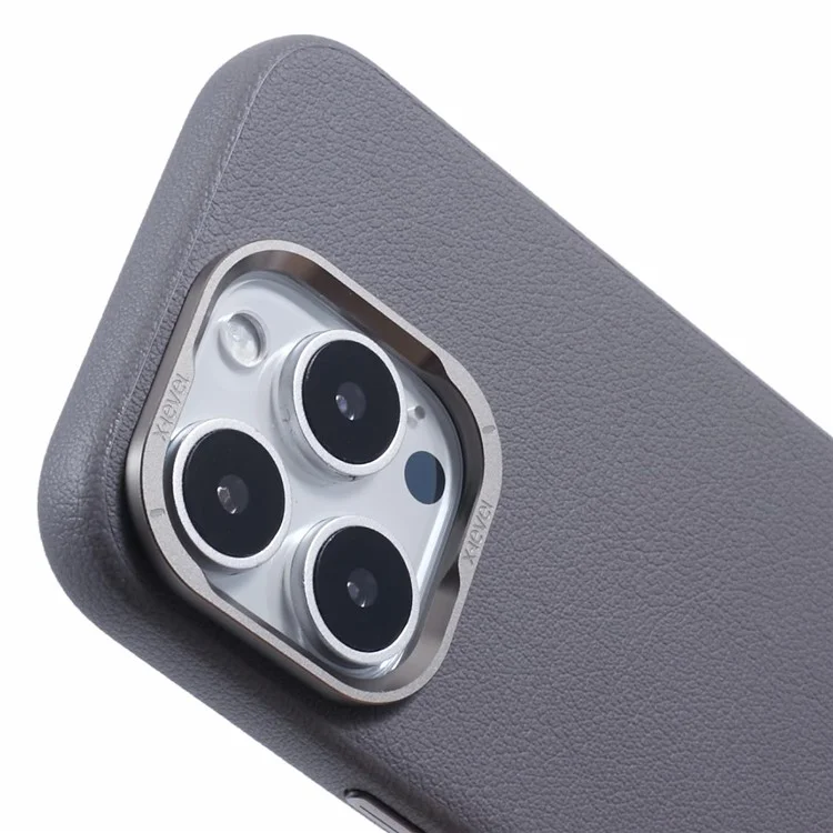 X-LEVEL For iPhone 16 Pro Magnetic Case PU Leather + PC Phone Cover Falling Shockproof - Grey