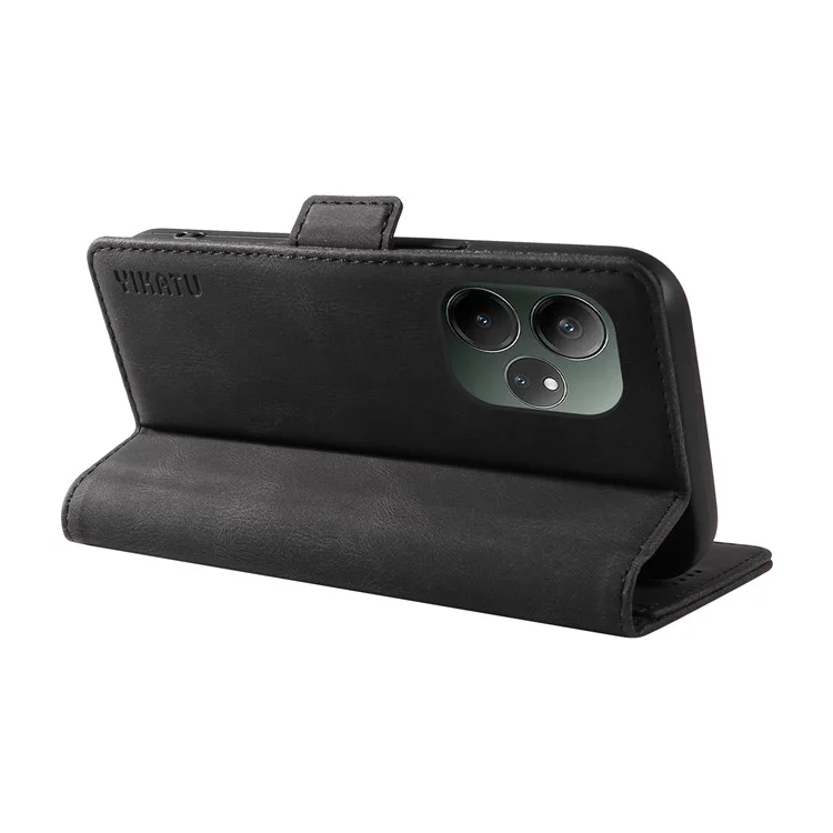 YIKATU YK-005 For Realme GT 6 5G Case PU Leather Phone Cover with Card Holder Side Magnetic Clasps - Black