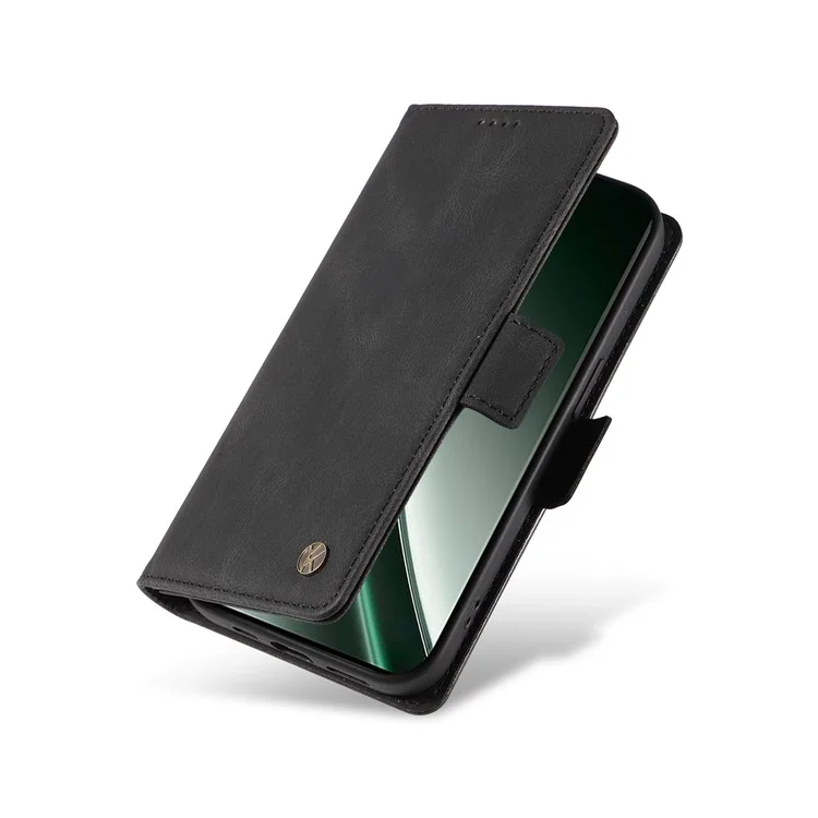 YIKATU YK-005 For Realme GT 6 5G Case PU Leather Phone Cover with Card Holder Side Magnetic Clasps - Black