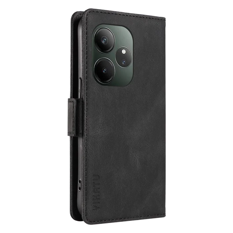 YIKATU YK-005 For Realme GT 6 5G Case PU Leather Phone Cover with Card Holder Side Magnetic Clasps - Black