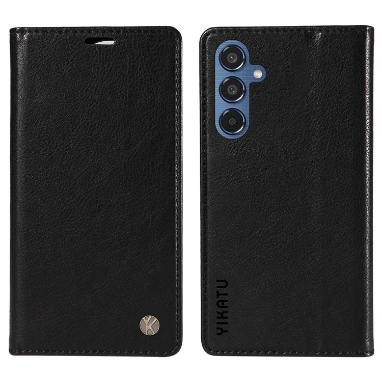 YIKATU YK-006 Für Samsung Galaxy M35 5G Hülle Litchi-Struktur-Leder Brieftasche Handyhülle - Schwarz