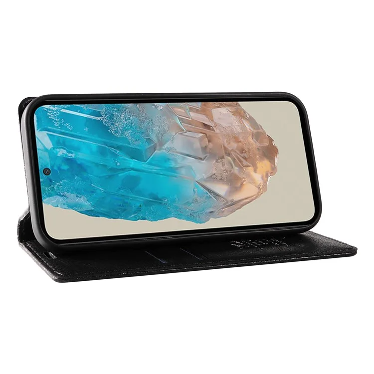 YIKATU YK-006 Für Samsung Galaxy M35 5G Hülle Litchi-Struktur-Leder Brieftasche Handyhülle - Schwarz