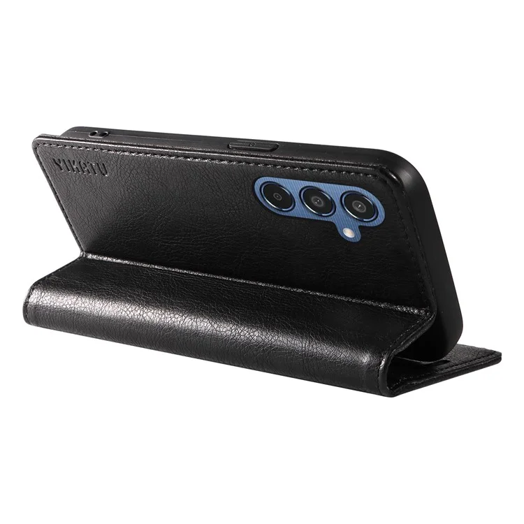 YIKATU YK-006 Für Samsung Galaxy M35 5G Hülle Litchi-Struktur-Leder Brieftasche Handyhülle - Schwarz