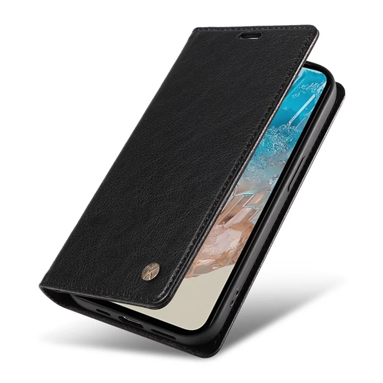 YIKATU YK-006 Für Samsung Galaxy M35 5G Hülle Litchi-Struktur-Leder Brieftasche Handyhülle - Schwarz