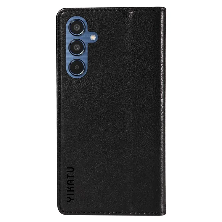 YIKATU YK-006 Für Samsung Galaxy M35 5G Hülle Litchi-Struktur-Leder Brieftasche Handyhülle - Schwarz