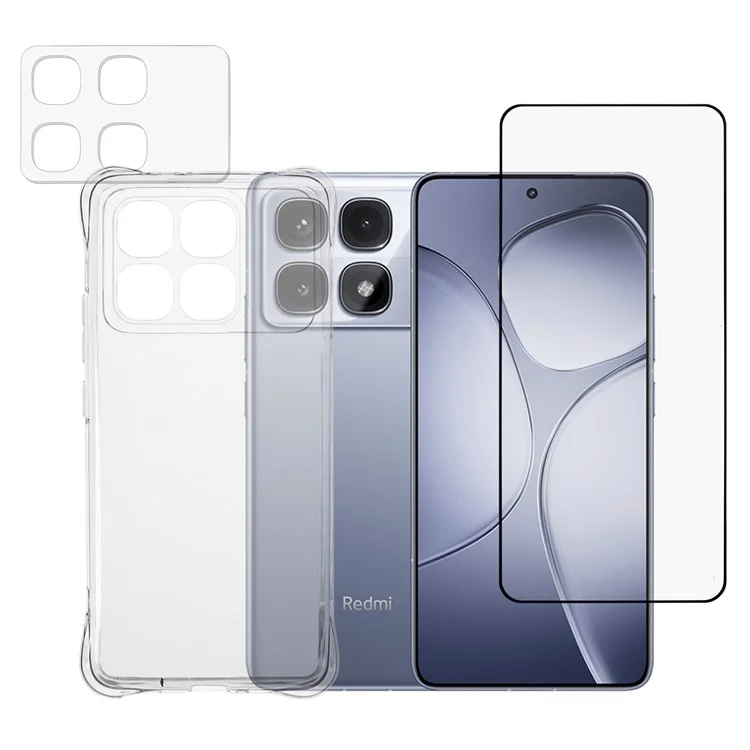 Für Xiaomi Redmi K70 Ultra Case TPU Handyhülle mit Displayschutzfolie + Kameralinsenschutz
