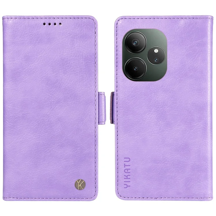 YIKATU YK-007 Para Realme GT 6 5G Capa Couro Grão de Lichias Capa de Telefone Fechos Magnéticos Proteção Total - Roxo