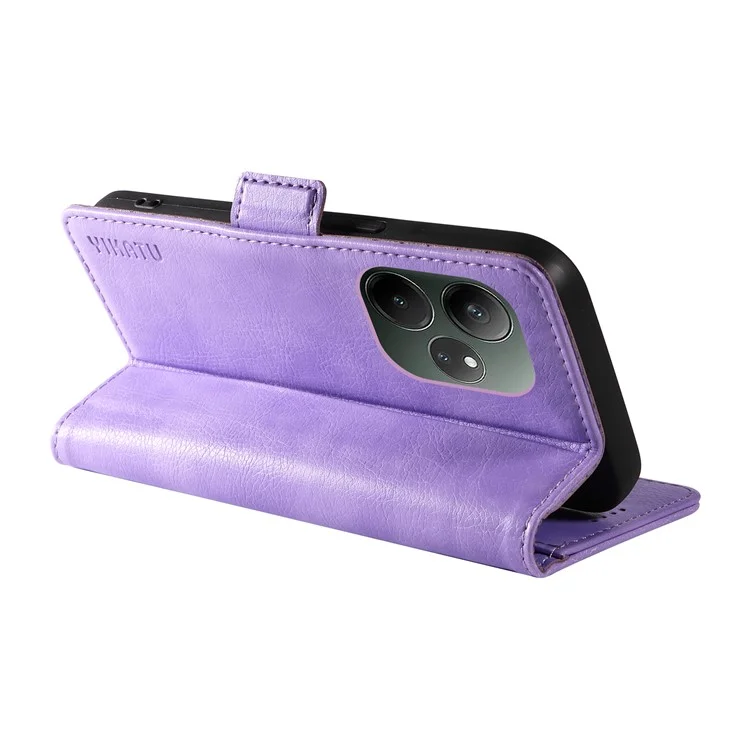 YIKATU YK-007 Para Realme GT 6 5G Capa Couro Grão de Lichias Capa de Telefone Fechos Magnéticos Proteção Total - Roxo