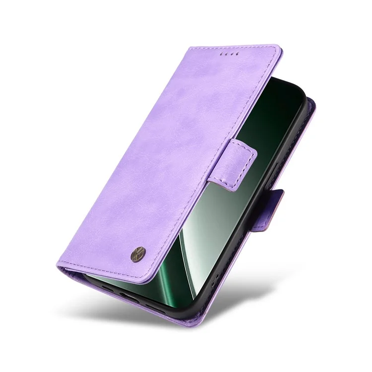 YIKATU YK-007 Para Realme GT 6 5G Capa Couro Grão de Lichias Capa de Telefone Fechos Magnéticos Proteção Total - Roxo