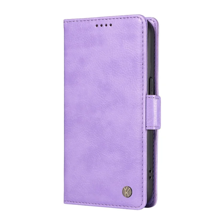 YIKATU YK-007 Para Realme GT 6 5G Capa Couro Grão de Lichias Capa de Telefone Fechos Magnéticos Proteção Total - Roxo