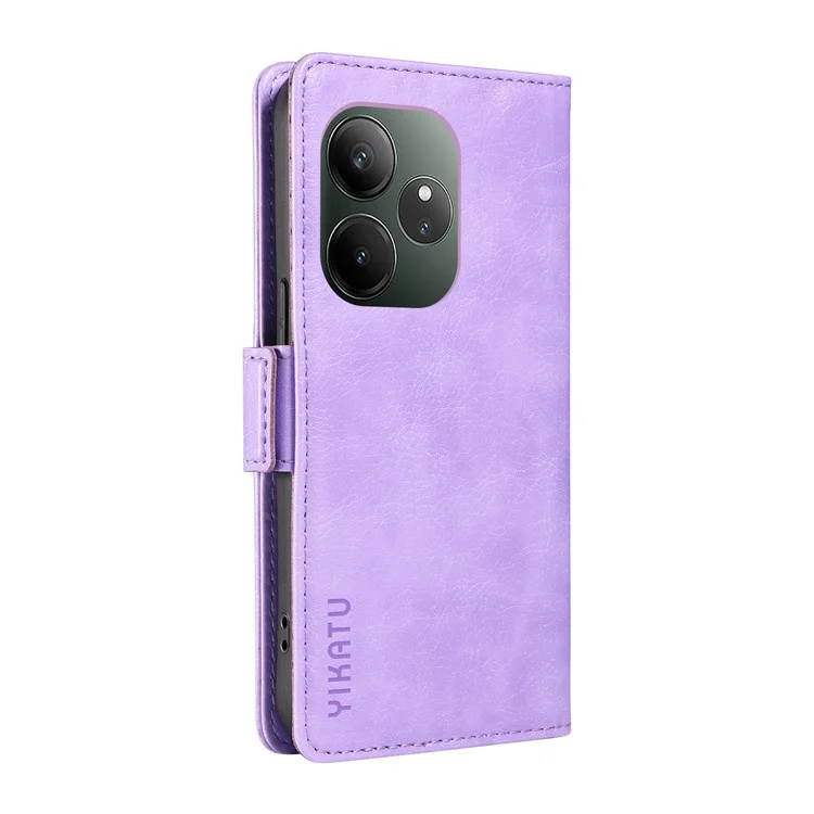 YIKATU YK-007 Para Realme GT 6 5G Capa Couro Grão de Lichias Capa de Telefone Fechos Magnéticos Proteção Total - Roxo