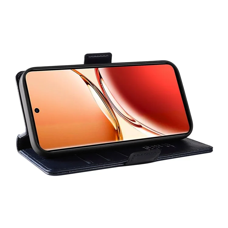 YIKATU YK-007 Für Oppo Reno12 F 4G Hülle PU-Leder Matt TPU Innere Schale Handyhülle Litchi-Textur - Navy Blau