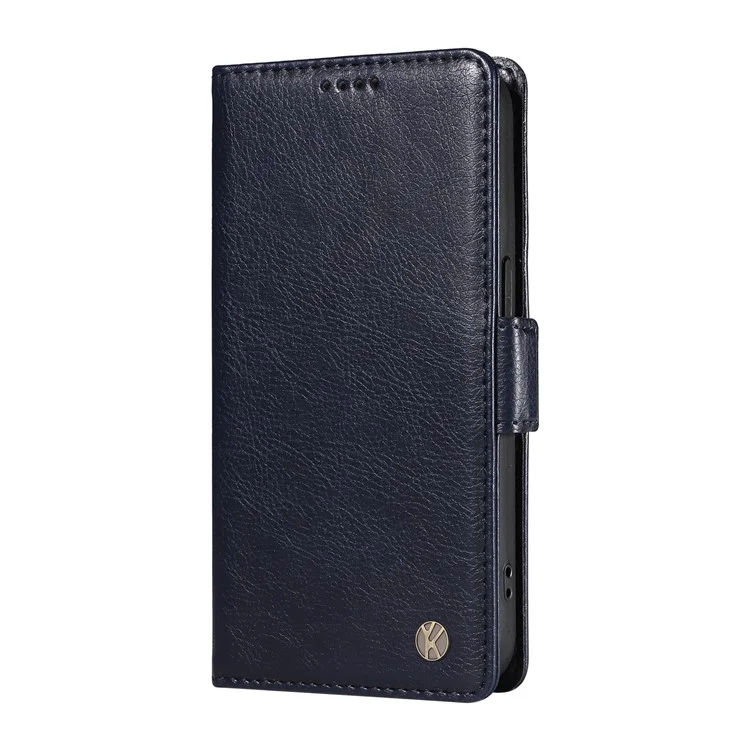 YIKATU YK-007 Für Oppo Reno12 F 4G Hülle PU-Leder Matt TPU Innere Schale Handyhülle Litchi-Textur - Navy Blau