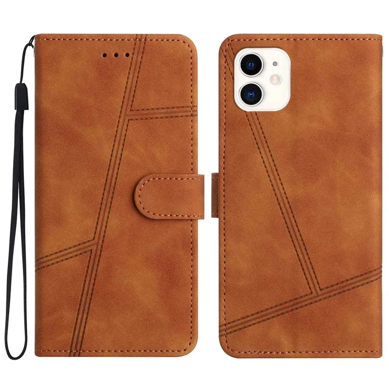 Pour Iphone 12 Mini 5,4 Pouces Design de Porte - Brun