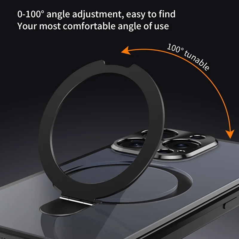 For iPhone 14 Pro Magnetic Case Kickstand Acrylic+Aluminum Alloy Cover Aromatherapy Tablet - Black