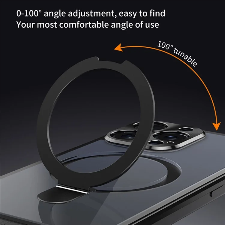 For iPhone 13 Pro Aromatherapy Case Magnetic Ring Kickstand Acrylic+Aluminum Alloy Cover - Black