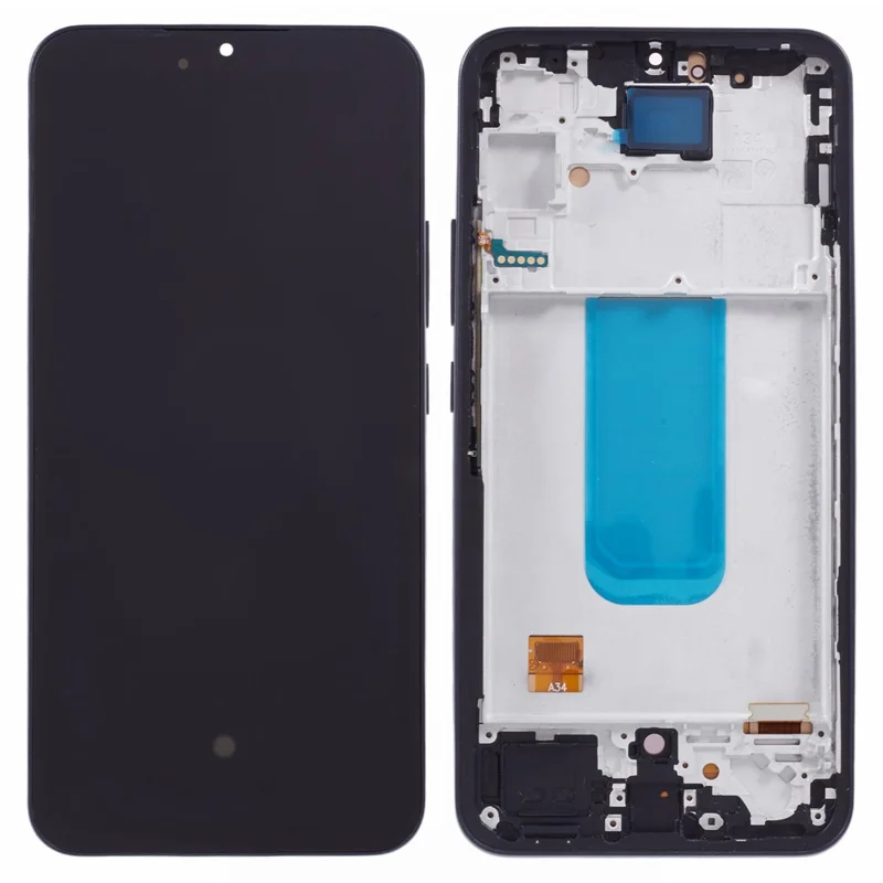 Voor Samsung Galaxy A34 5G A346 Grade C OLED-scherm en digitizerbord + frame vervangingsonderdeel (zonder logo) - Zwart