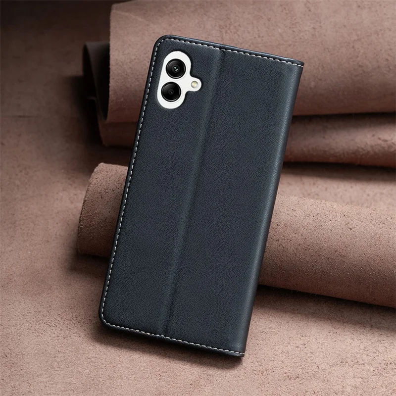 BINFEN COLOR BF18 For Samsung Galaxy A06 4G Leather Case Card Slots Phone Cover - Black