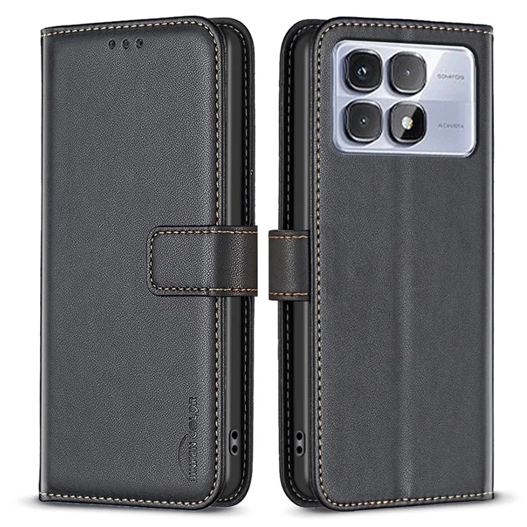 BINFEN COLOR BF17 Per Xiaomi Redmi K70 Ultra Custodia Portafoglio a Libro Flip in Pelle - Nero