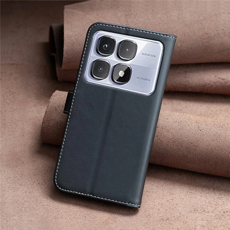 BINFEN COLOR BF17 Per Xiaomi Redmi K70 Ultra Custodia Portafoglio a Libro Flip in Pelle - Nero