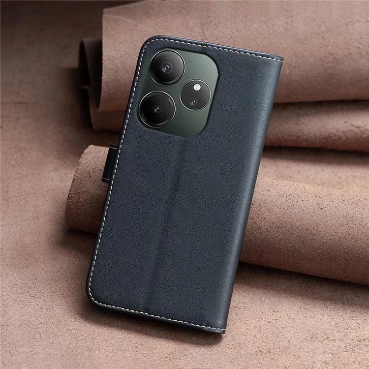 BINFEN COLOR BF17 для Realme GT 6 5G / GT 6T 5G Чехол-книжка с кожаной подставкой - Черный