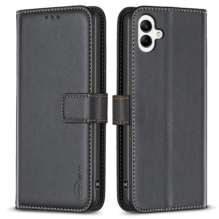 BINFEN COLOR BF17 Pour Samsung Galaxy A06 Étui Portefeuille en Cuir - Noir