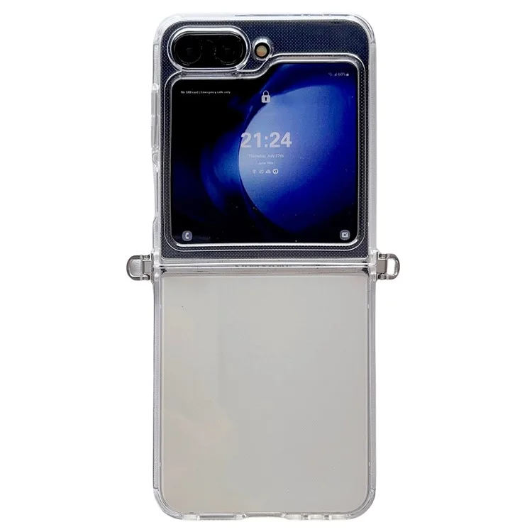 Para Samsung Galaxy Z Flip5 5G Capa TPU Cristal Transparente Capa de Telefone com Fivelas Laterais