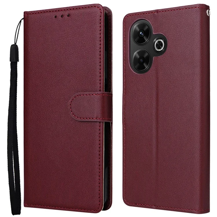 Para Xiaomi Redmi 13 5G / 4G Caso Carteira Stand View Capa de Telefone em Couro PU - Vinho Tinto