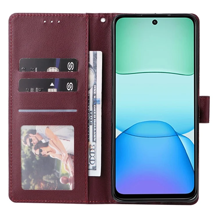 Para Xiaomi Redmi 13 5G / 4G Caso Carteira Stand View Capa de Telefone em Couro PU - Vinho Tinto