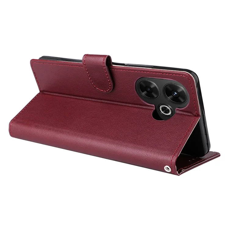Para Xiaomi Redmi 13 5G / 4G Caso Carteira Stand View Capa de Telefone em Couro PU - Vinho Tinto