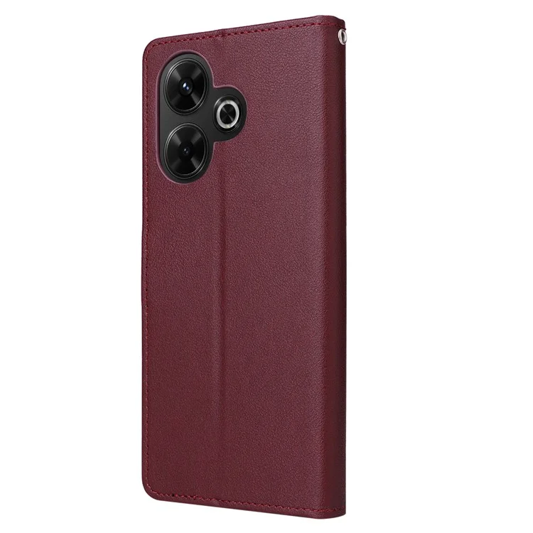 Para Xiaomi Redmi 13 5G / 4G Caso Carteira Stand View Capa de Telefone em Couro PU - Vinho Tinto