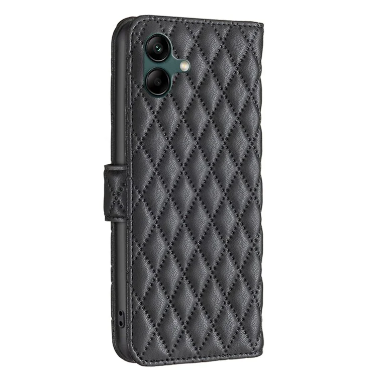 BINFEN COLOR BF Style-14 Pour Coque Samsung Galaxy A06 Cuir PU Couverture de Téléphone Rhombus - Noir
