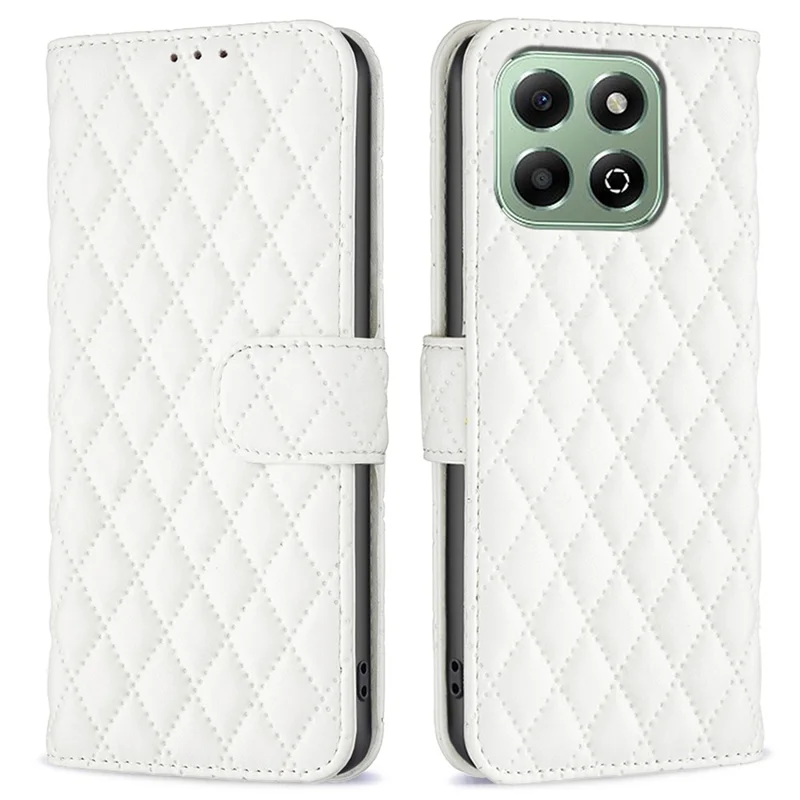 BINFEN COLOR BF Style-14 For Honor X6b 4G  Case PU Leather Phone Cover Rhombus Imprint - White
