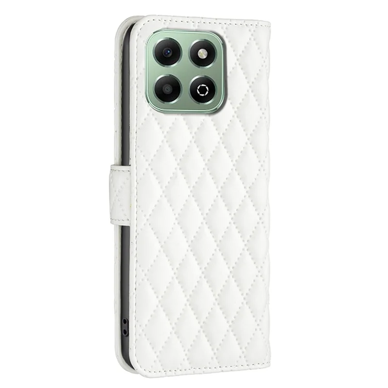 BINFEN COLOR BF Style-14 For Honor X6b 4G  Case PU Leather Phone Cover Rhombus Imprint - White