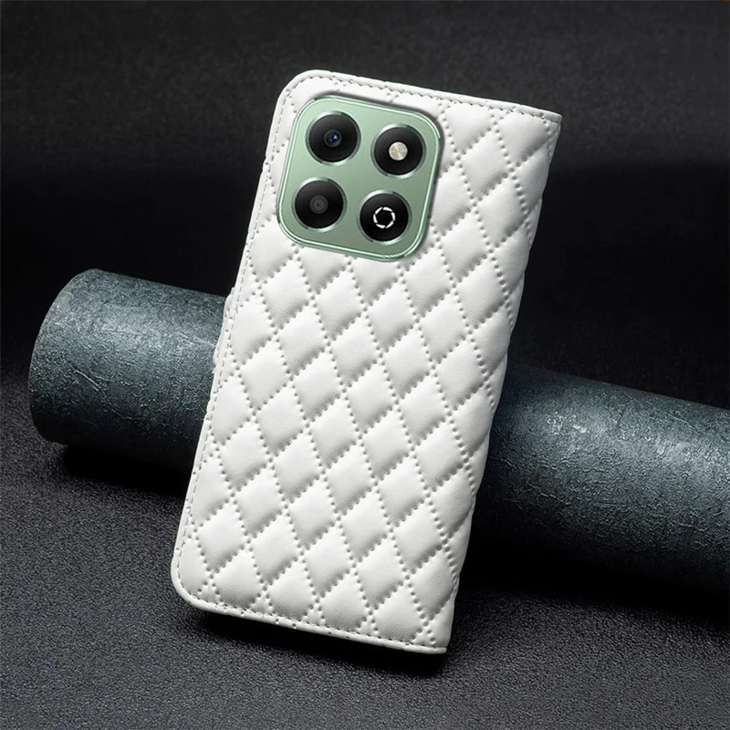 BINFEN COLOR BF Style-14 For Honor X6b 4G  Case PU Leather Phone Cover Rhombus Imprint - White