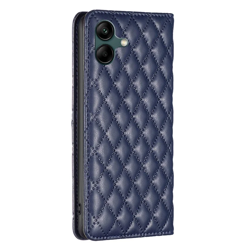 BINFEN COLOR BF Style-16 For Samsung Galaxy A06 4G Case Card Slots Rhombus Leather Cover - Blue