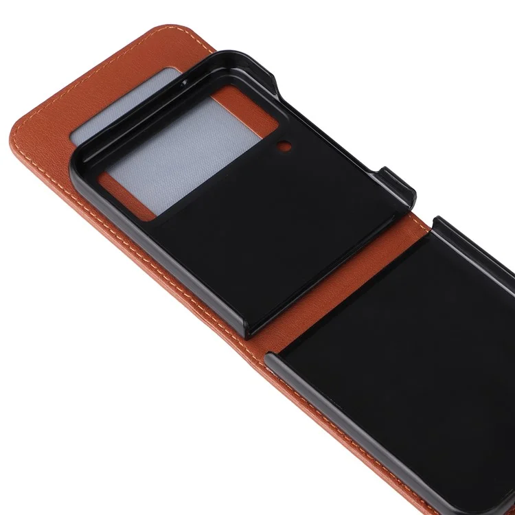 For Samsung Galaxy Z Flip4 5G Case Card Slots PU Leather Phone Cover - Brown