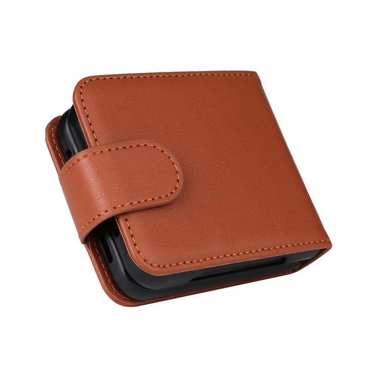 For Samsung Galaxy Z Flip4 5G Case Card Slots PU Leather Phone Cover - Brown