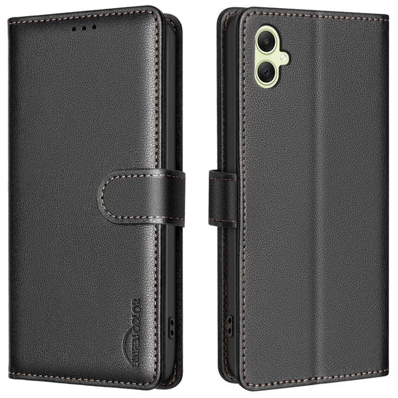 BINFEN COLOR BF32 para Samsung Galaxy A06 Funda de cuero PU con textura Litchi Funda de teléfono - Negro
