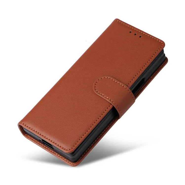 For Samsung Galaxy Z Fold6 5G Leather Case Wallet Card Slots Phone Cover - Brown