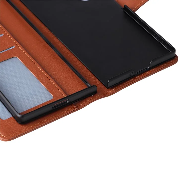 For Samsung Galaxy Z Fold6 5G Leather Case Wallet Card Slots Phone Cover - Brown