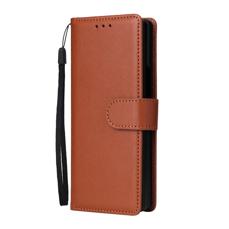 For Samsung Galaxy Z Fold6 5G Leather Case Wallet Card Slots Phone Cover - Brown