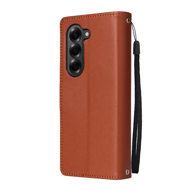 For Samsung Galaxy Z Fold6 5G Leather Case Wallet Card Slots Phone Cover - Brown