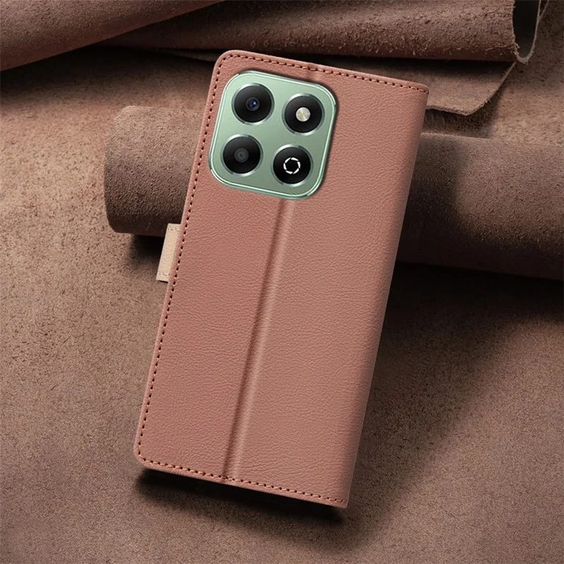 BINFEN COLOR BF33 for Honor X6b 4G Wallet Case Splicing Color Leather Phone Cover - Brown