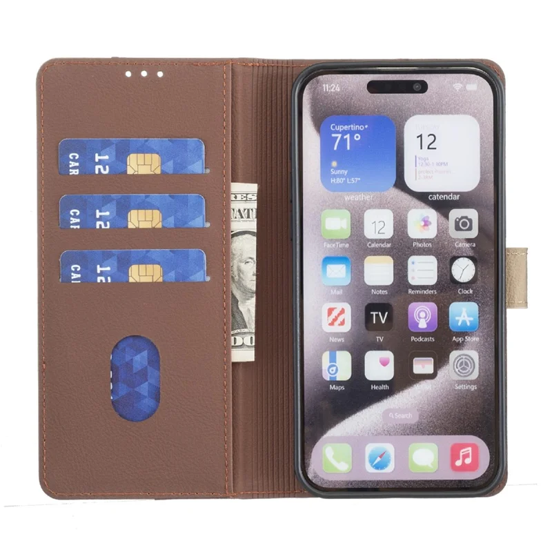 BINFEN COLOR BF33 for Honor X6b 4G Wallet Case Splicing Color Leather Phone Cover - Brown