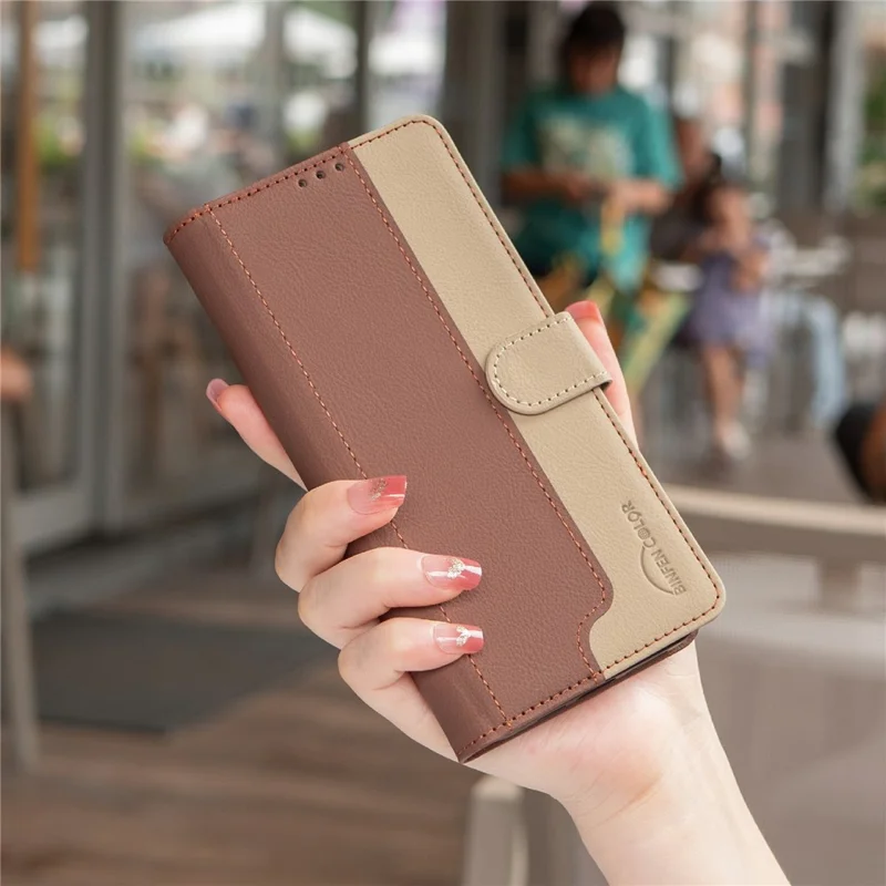 BINFEN COLOR BF33 for Honor X6b 4G Wallet Case Splicing Color Leather Phone Cover - Brown