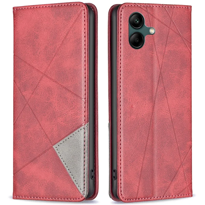 Per Samsung Galaxy A06 Case Card Slot PU Pelle Geometrica Custodia Telefonica - Rosso