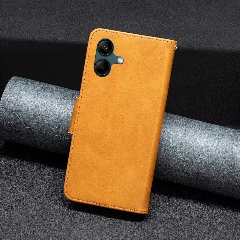 For Samsung Galaxy A06 4G Case Wallet Stand Folio Flip PU Leather Phone Cover - Yellow